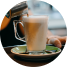 Pouring Coffee in cup with coffee and cream